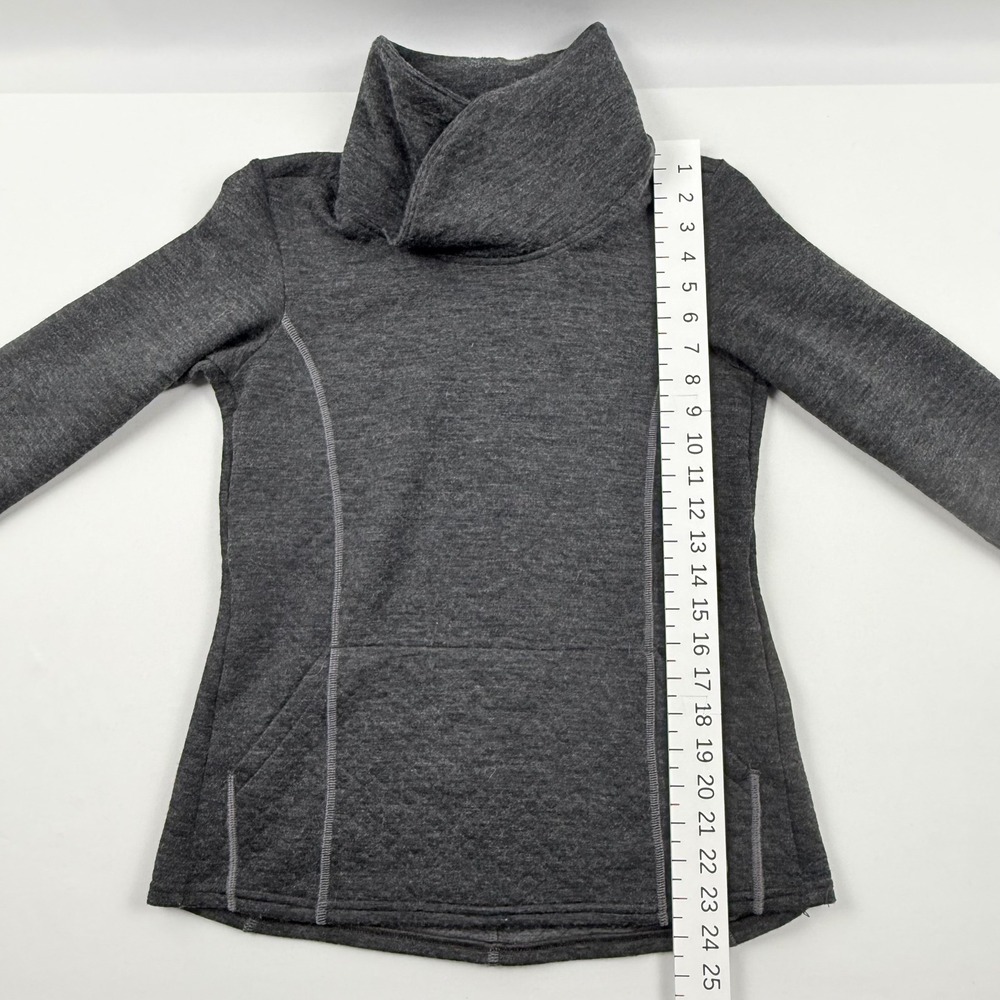 Kuhl Womens XS Gray Cowl Neck Quilted Pullover Sweater Kangaroo Pocket Heathered - Picture 8 of 11